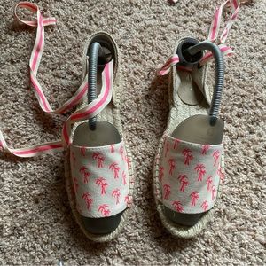 GAP Flat Canvas Pink Palm Trees Espadrilles Sz 7